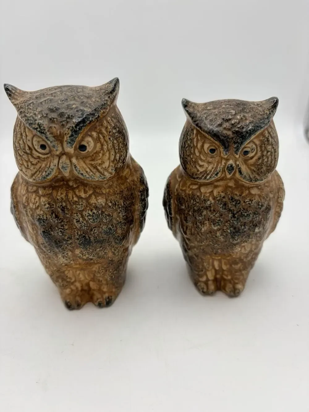 VINTAGE VTG RETRO SEVENTIES OWL SALT PEPPER SHAKERS SET POTTERY CERAMIC!!